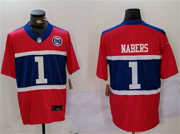 Mens New York Giants #1 Malik Nabers Red 2024 F.U.S.E. With Patch Vapor Untouchable Limited Football Stitched Jersey